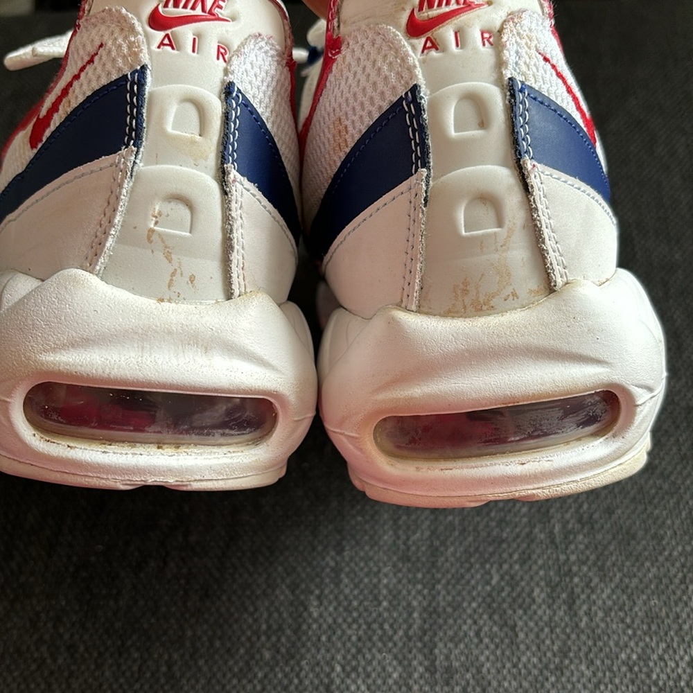 Nike Air Max 95 White Deep Royal Blue Gym Red - Picture 11 of 12